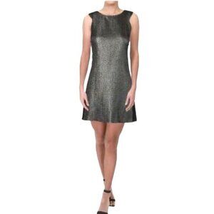SANCTUARY Textured Sleeveless Cocktail Mini Dress in Grey Metallic / Black S